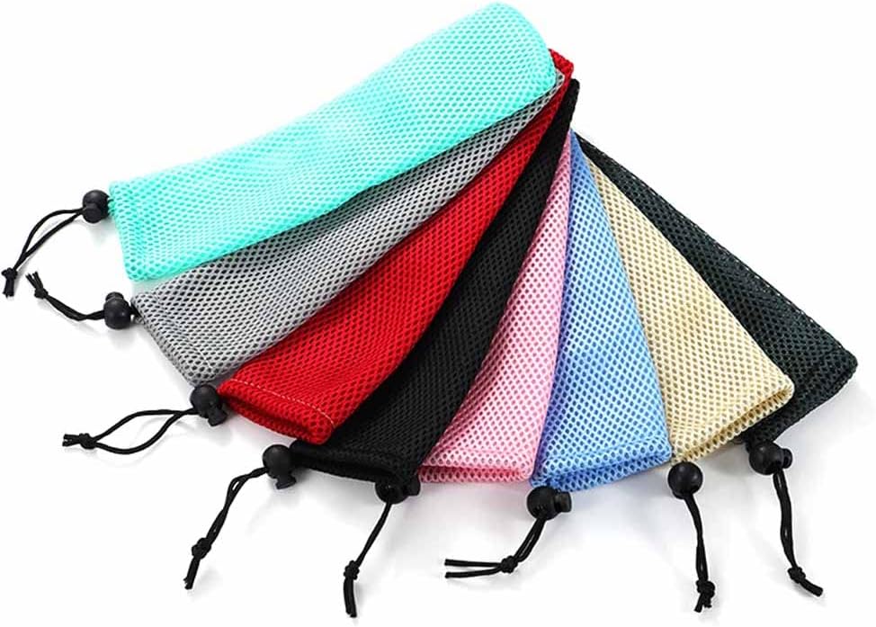 8 Pcs Portable Cutlery Bag Straw Carrying Case Cutlery Drawstring Net Bag Tableware Storage Pouch Travel Bag for Straws, Knife, Fork, Spoon, Chopsticks, Cleaning Brush