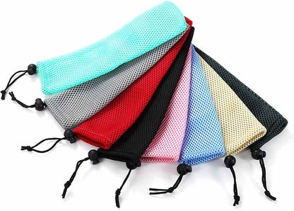 8 Pcs Portable Cutlery Bag Straw Carrying Case Cutlery Drawstring Net Bag Tableware Storage Pouch Travel Bag for Straws, Knife, Fork, Spoon, Chopsticks, Cleaning Brush