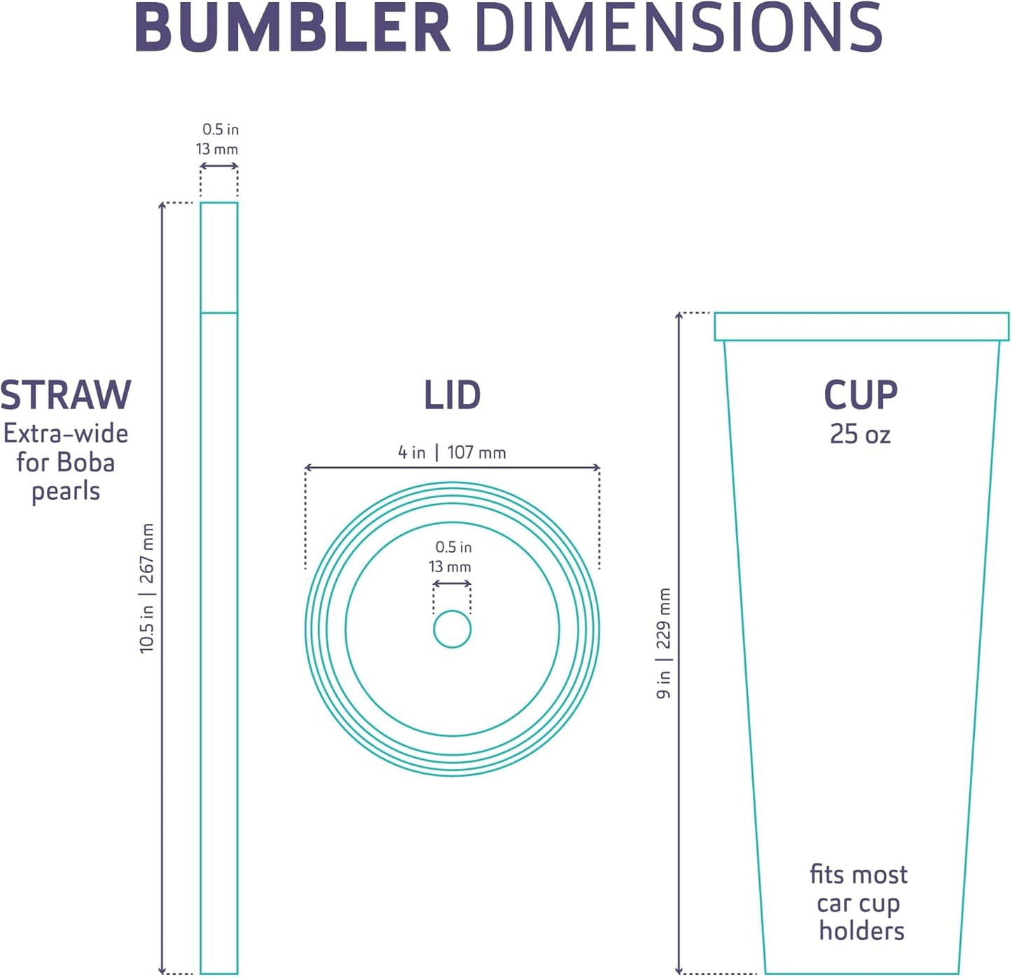 Bumbler Original Boba Tea Cup - 24oz Double-Walled Plastic Reusable Tumbler with Extra Wide Straw & Leak-Proof Lid - BPA-Free Smoothie & Iced Coffee Travel Mug - Blush Pink