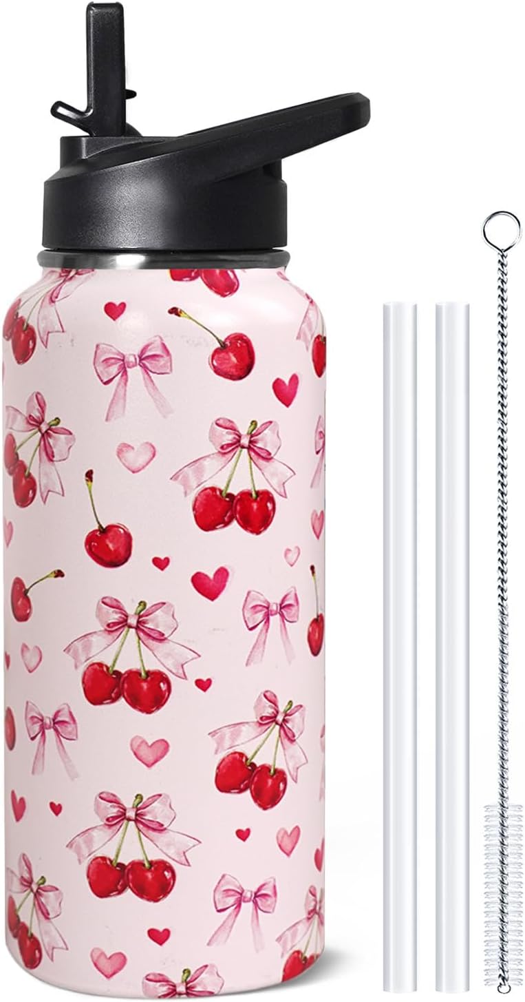 32 oz Pickleball Insulated Water Bottle with Straw - Pickleball Gym Hiking Sports Coffee Mug | Perfect Pickleball Gifts for Women, Pickleball Decor Accessories