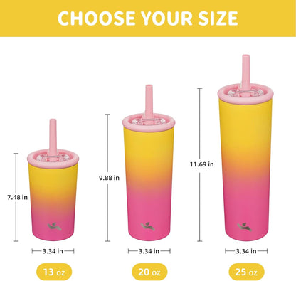 Konokyo 25oz Insulated Tumbler with Lid and Straw, Reusable Iced Coffee Cup with Lid, Travel Coffee Mug, BPA-Free, Leak-Proof and Durable, Oasis