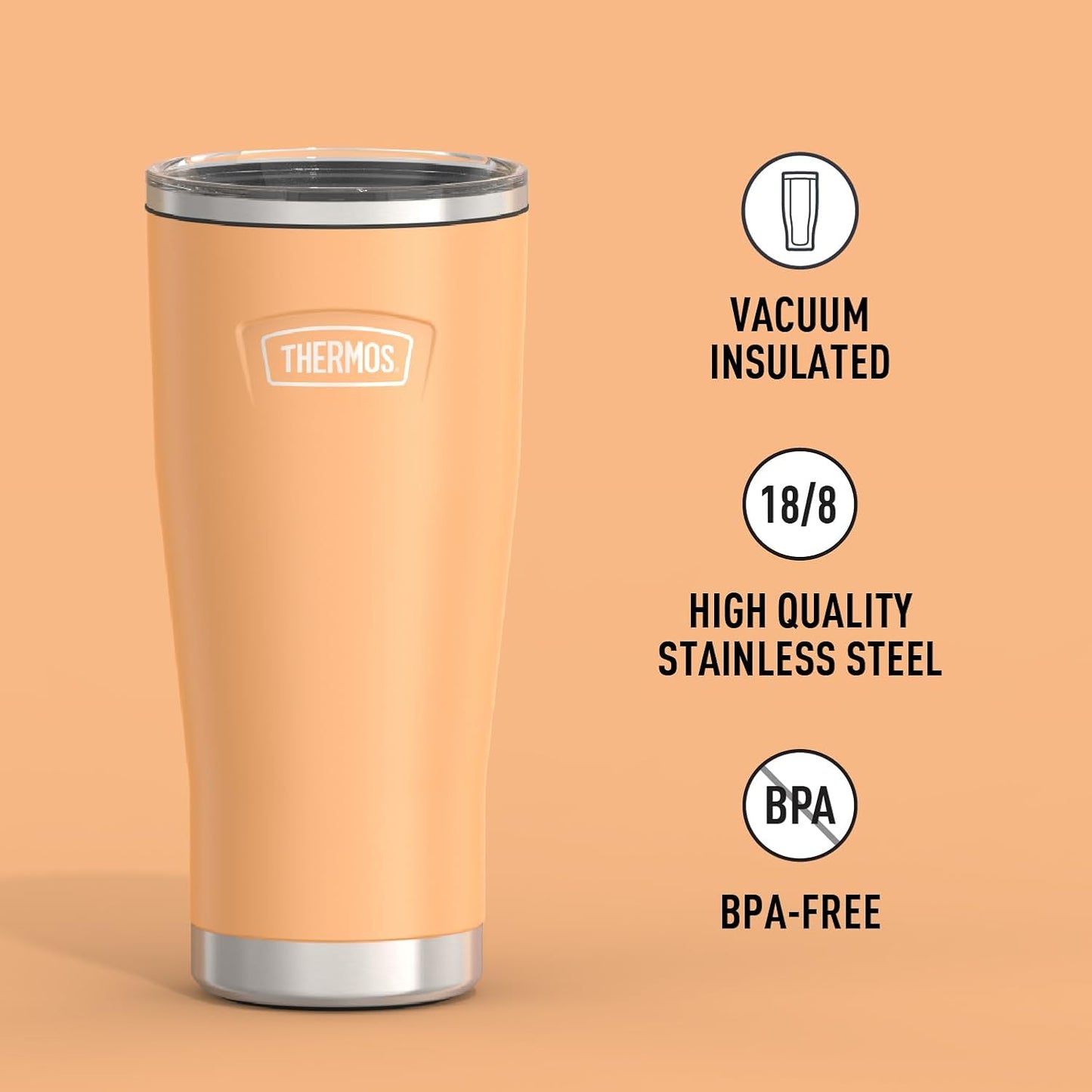 THERMOS ICON SERIES, Stainless Steel Tumbler with Slide Lock, 18 Ounce, Mystic Navy