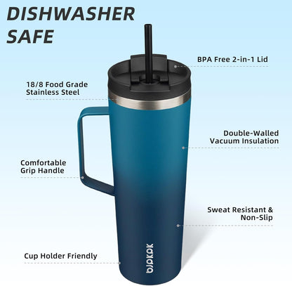 BJPKPK Insulated Tumbler with Handle, 18oz Insulated Tumblers with Lid and Straw, Stainless Steel Metal Water Bottles, Coffee Travel Mugs, Cups, Marshmallow