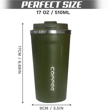 SPLMIFA Travel Coffee Mug Leak-Proof, Reusable Coffee Cups with Lids, Stainless Steel Vacuum Insulated Coffee Tumblers, Thermal Insulation Cup for Men and Women Hot & Cold Drinks(2nd-Green Pink, 12OZ)