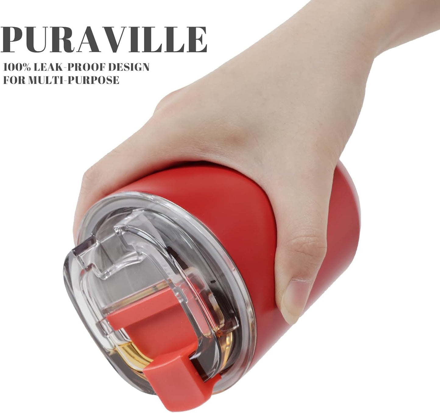 Puraville Insulated Tumblers with Lid, 14 oz Travel Coffee Mug Stainless Steel Vacuum Cup, Leak Proof Reusable Double Walled Coffee Tumbler for Iced and Hot Drinks, Cream