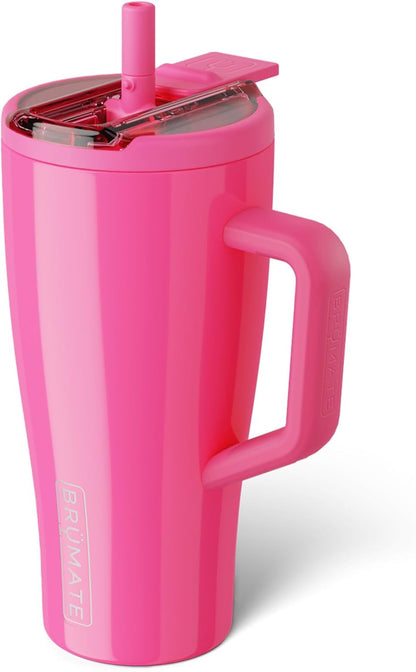 BrüMate Era Flip 30oz Tumbler with 100% Leakproof Covered Straw Lid | Hygienic Covered Straw | Insulated Stainless Steel Water Bottle with Handle | Cup Holder Friendly | BPA-Free (Sage)