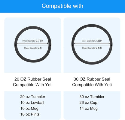 4 Pack Rubber Seal Replacement Compatible with Yeti 20/30 Oz Tumbler Lid, O Ring Gasket for Yeti 10/14 OZ Mug Lid Replacement Silicone Seal Parts