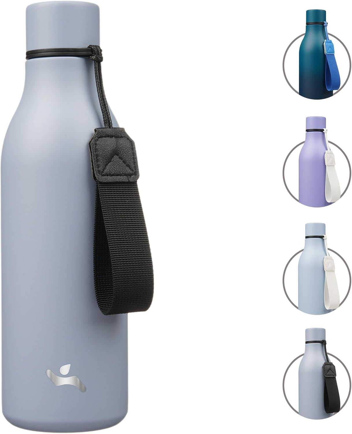 Konokyo Insulated Water Bottle with Strap,18 oz Double Wall Stainless Steel Vacuum Bottles Metal Water Flask,Macaron Green - Colors A