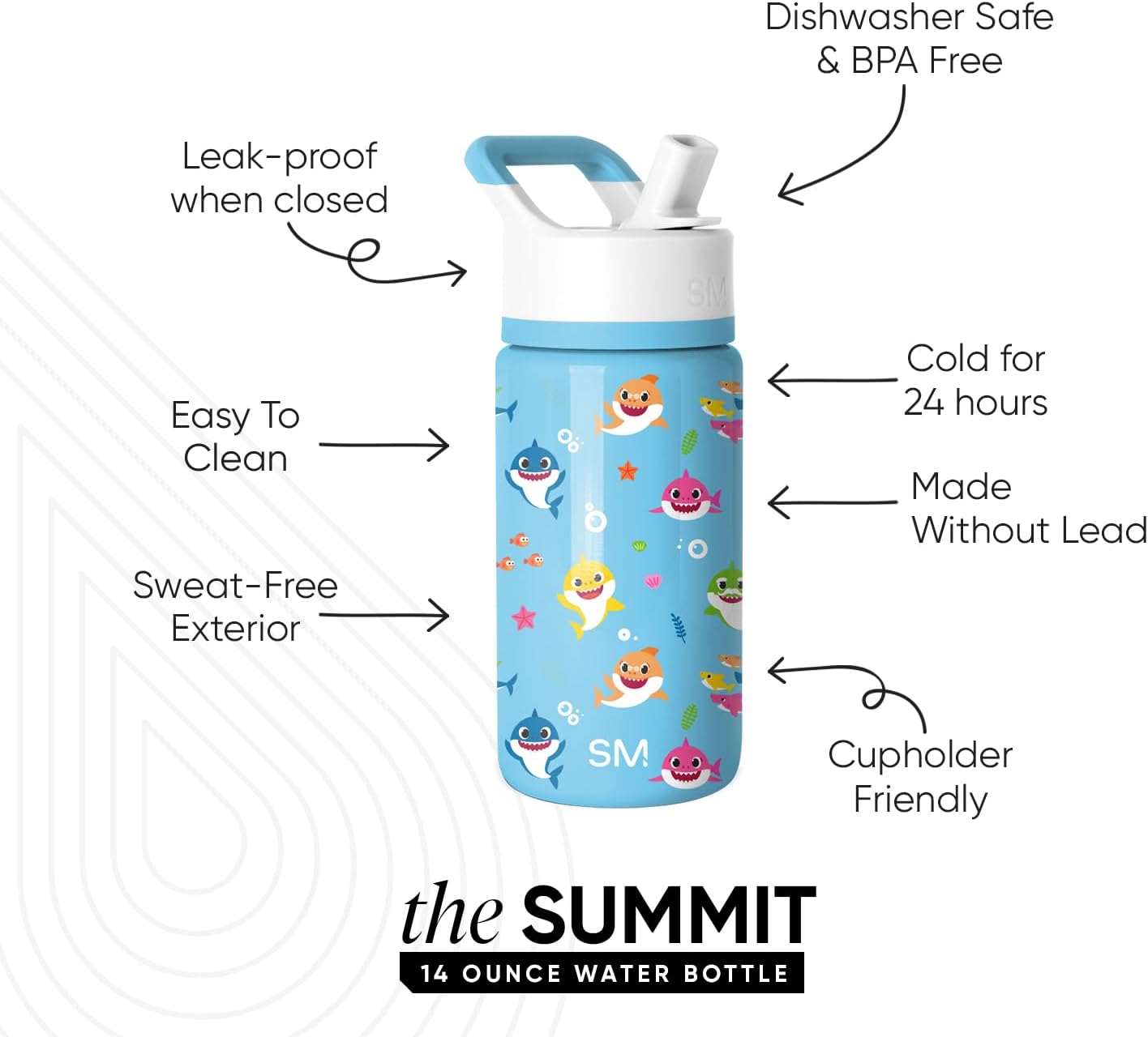 Simple Modern Kids Water Bottle with Straw Lid | 14oz Insulated Stainless Steel Kids Tumbler & Spill Proof Toddler Cup for School, Girls, Boys | Summit | Chloe Floral - Colors A