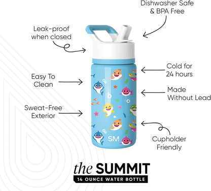 Simple Modern Kids Water Bottle with Straw Lid | 14oz Insulated Stainless Steel Kids Tumbler & Spill Proof Toddler Cup for School, Girls, Boys | Summit | Chloe Floral - Colors A
