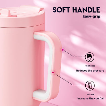 Meoky 32 oz Tumbler with Handle and Flip Straw, 100% Leakproof Tumbler with Lid and Straw, Stainless Steel Insulated Cup, Cupholder Friendly, Keeps Cold for 24 Hours (Night)