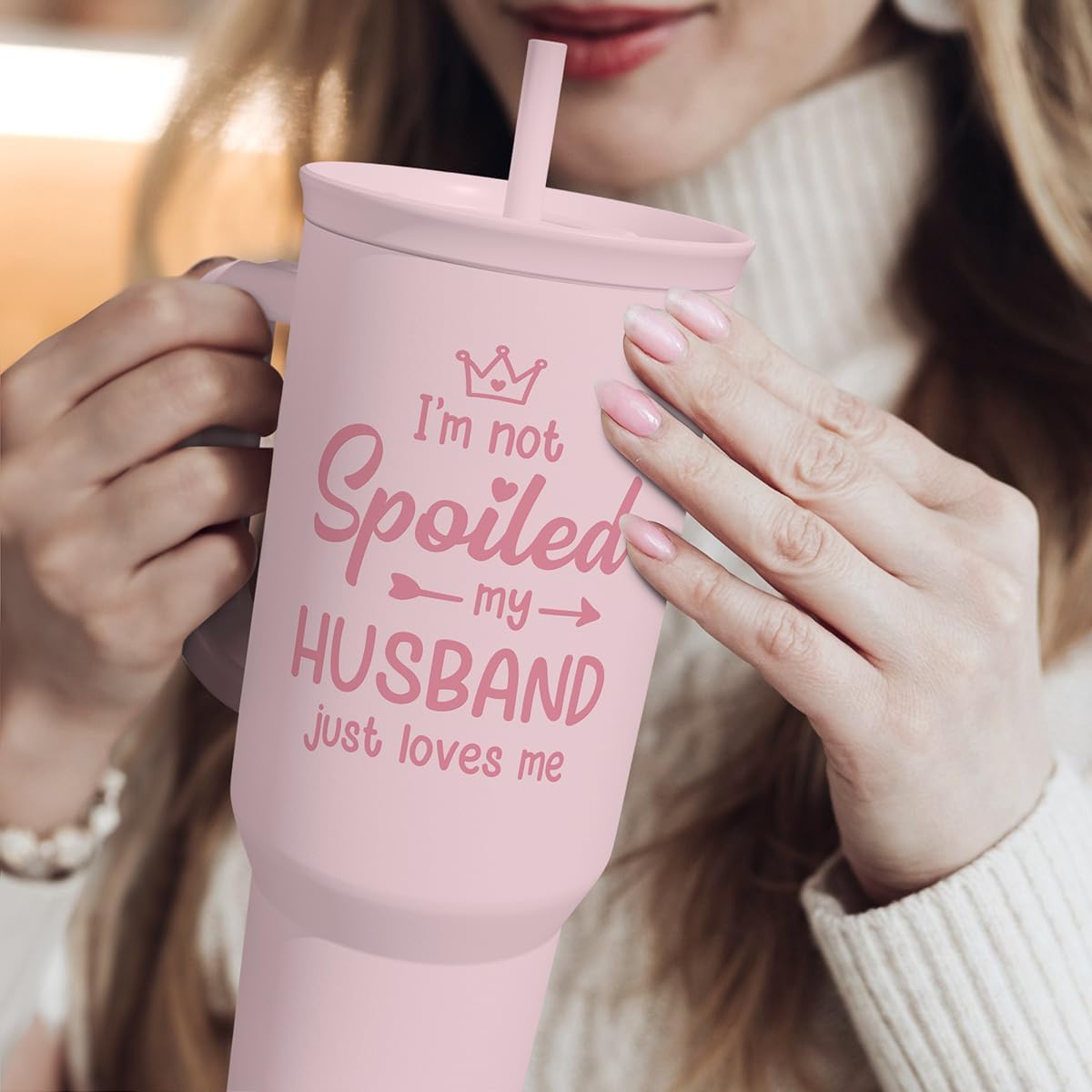 Floral Tumbler with Handle 40oz, Stainless Steel Insulated Tumblers Coffee Travel Mug Cup with Straw, Flower Coffee Cup Gifts for Women Girls, Gift for Her on Christmas Birthday Mothers Day