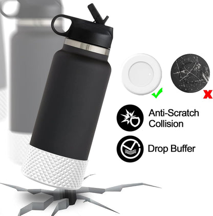 WUQID Water Bottle Boot, Diamond Silicone Boot Compatible with Stanleyy Tumbler 20-40oz & Hydroo Flask Bottle 12oz-24oz, Reduces Dents Sleeve Cover for More Bottles/Tumblers Bottom of 2.83-2.95in