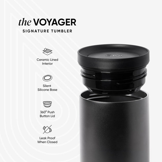 Simple Modern Travel Coffee Mug Tumbler with 360° Lid | Ceramic-Lined Insulated Stainless Steel Cold Brew Iced Coffee Cup | Gifts for Women Men Her Him | Voyager Signature | 16oz | Sea Glass Sage