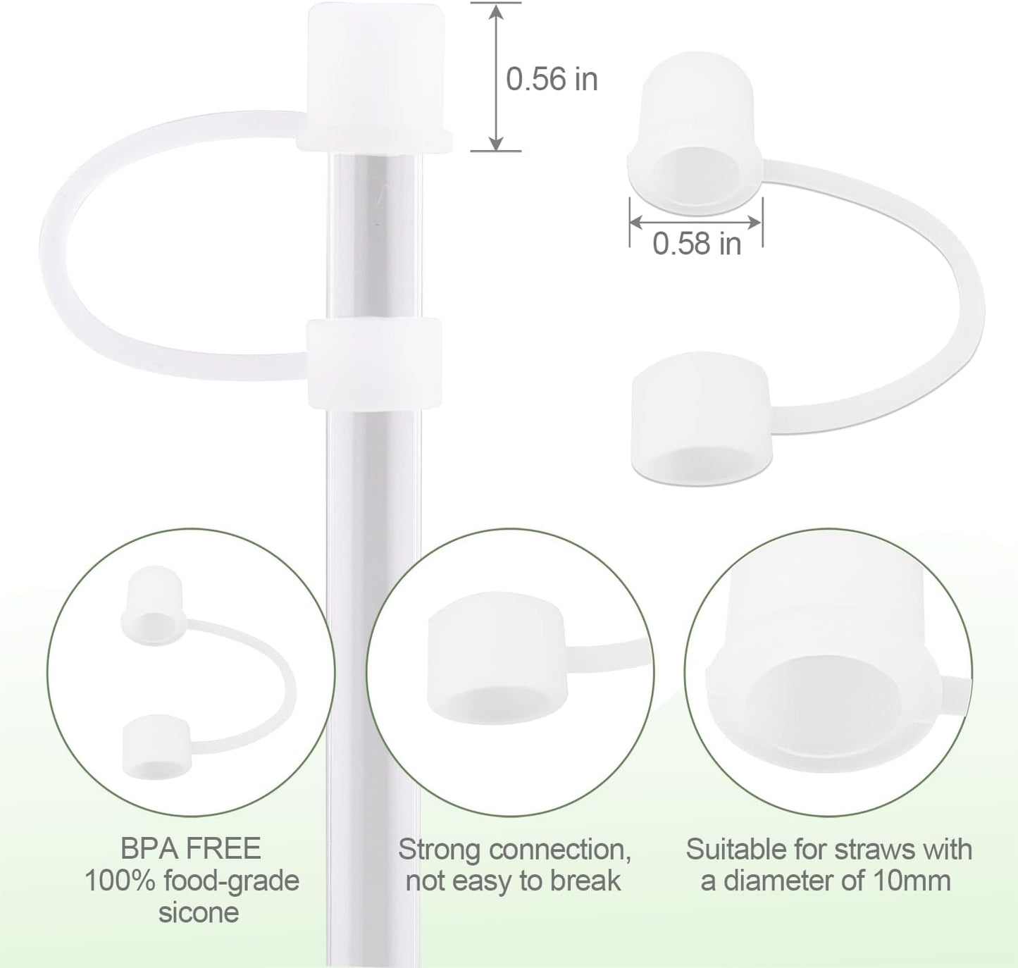 Douji Straw Cover for Stanley Cup, 8Pcs Transparent Straw Covers Compatible with Stanley 30&40 Oz Tumbler with Handle, 10mm/0.4in Dust-Proof Reusable Silicone Straw Tips Lids Stanley Accessories