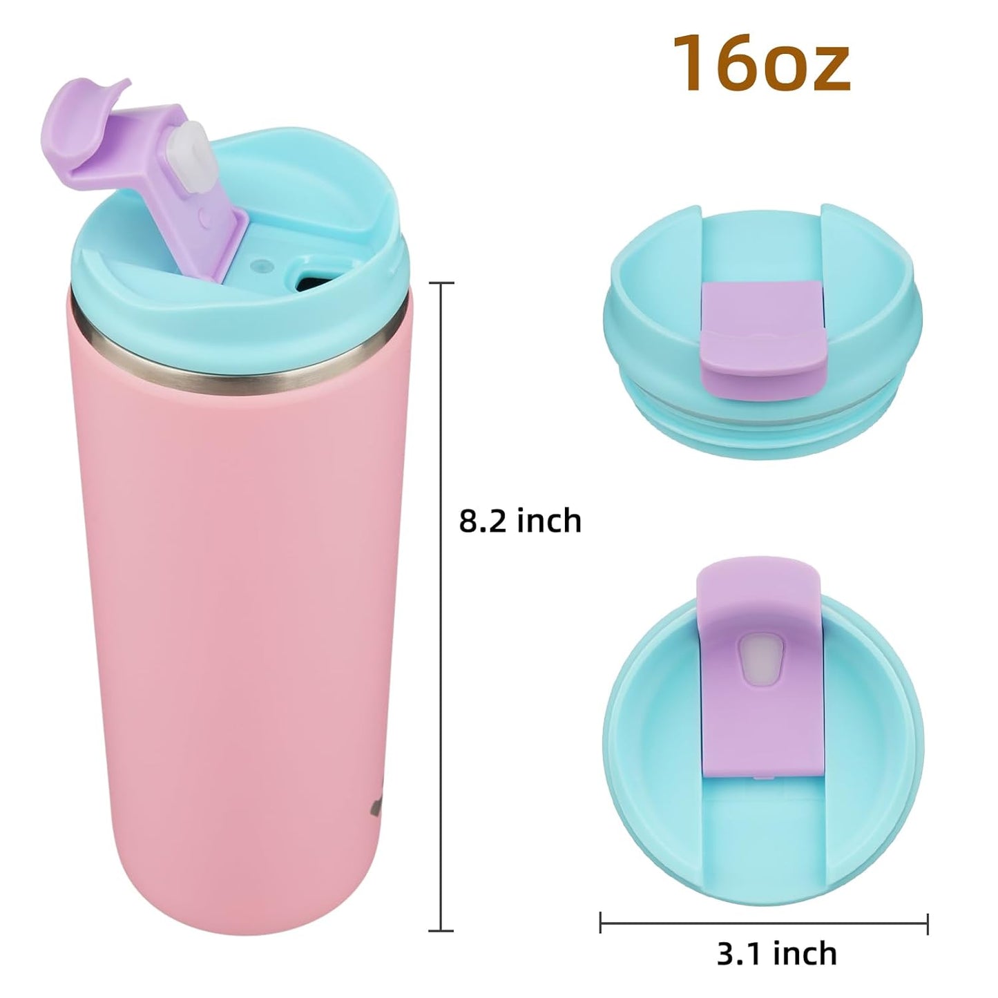 Konokyo Tumbler with Lid, 16 oz Travel Coffee Mug Double Wall Vacuum Stainless Steel Thermal Metal Cup Insulated Water Bottle,Navy Blue