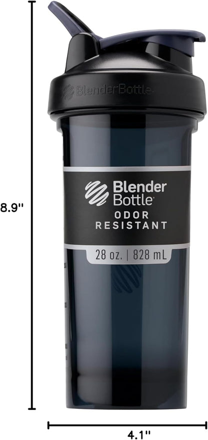 BlenderBottle Shaker Bottle Pro Series Perfect for Protein Shakes and Pre Workout, 24-Ounce, Black