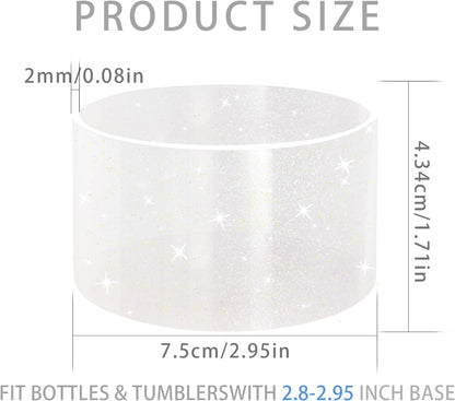 Jelly Luster Glitter Silicone Transparent Boot for Stanley 20-40oz, Compatible with Hydro Flask or Other Water Bottle Tumbler, 2.85-3.0 inch Protective Anti-Slip Bottom Sleeve Cover