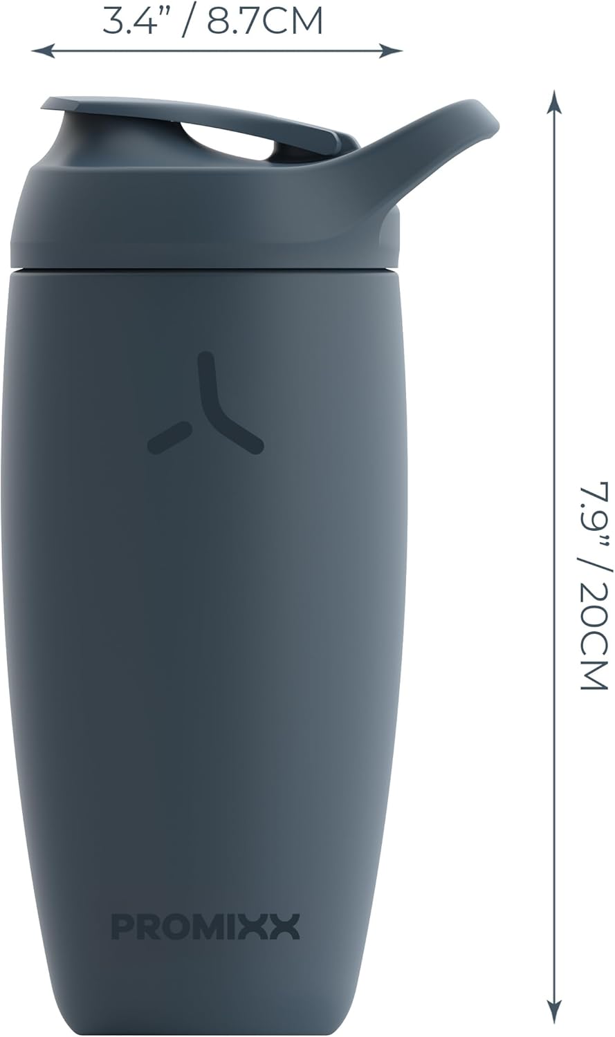 Promixx Pursuit Shaker Bottle - Insulated Stainless Steel Water Bottle and Shaker Cup - 18oz - Midnight Blue