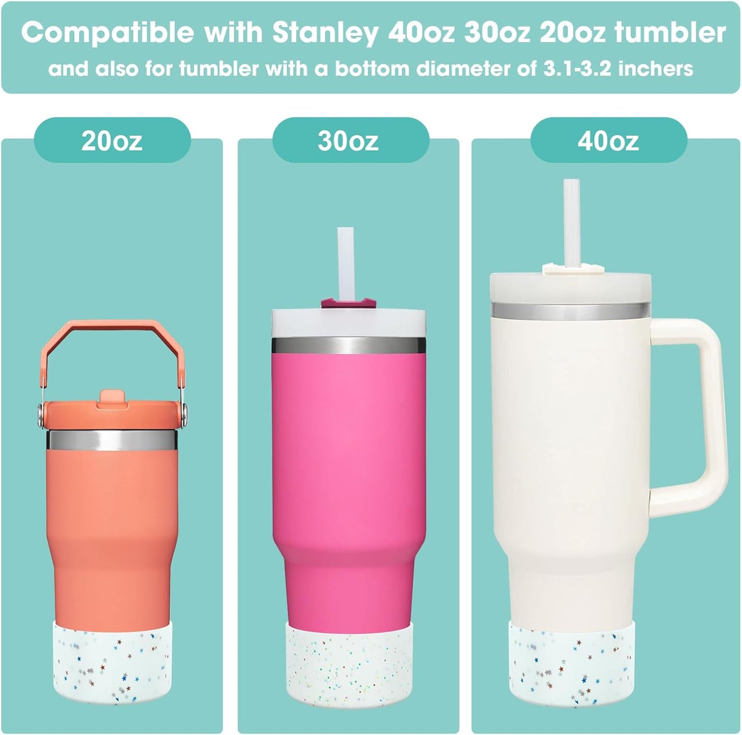 Airboat Upgrade 2PCS Protective Silicone Boot Bumper for Stanley Quencher Adventure 40oz 30oz IceFlow 20oz 30oz Tumbler, Water Bottle Bottom Sleeve Cover Accessories for Stanley Mug Cup(Black)