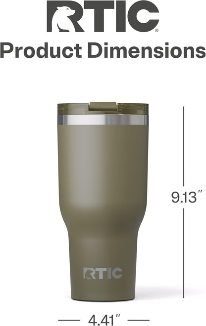 RTIC 20oz Essential Tumbler with Lid, Ceramic Lined, Insulated, Stainless Steel, Metal, Double Wall Vacuum-Insulation, Travel Cup for Iced Coffee, Tea, Hot and Cold Drink, Graphite
