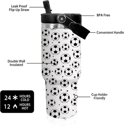 30 oz Tumbler with Handle Flip Straw Leak Proof - Pickleball Mug 30oz Tumbler Travel Coffee Mug with Handle - Birthday Gifts for Women Pickleball Lovers Players 30 Ounce Stainless Steel Cup