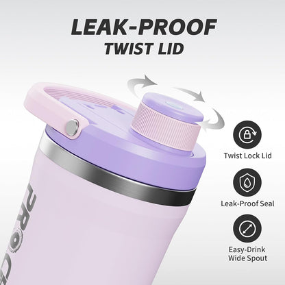 PROCHAIN Insulated Stainless Steel Shaker Bottle, Metal Shaker Cup for Protein Shakes with Storage, Leak-Proof Twist Lock Lid, Perfect for Gym Sports, 20 oz