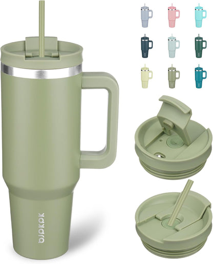 BJPKPK 30oz Stainless Steel Insulated Tumbler With Handle And Lid Straw Travel Coffee Mug Thermal Cup,Black