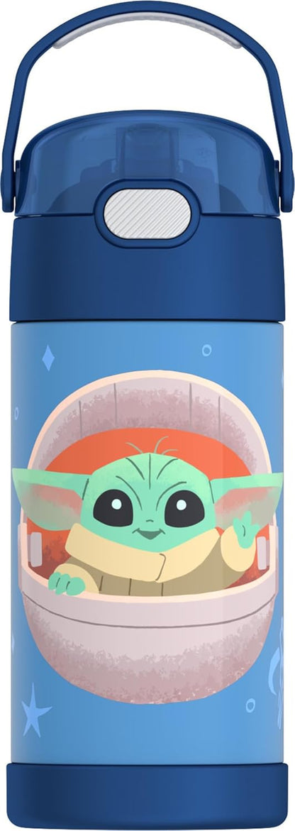 THERMOS FUNTAINER Water Bottle with Straw - 12 Ounce - Kids Stainless Steel Vacuum Insulated Water Bottle with Lid, Bluey - Colors A