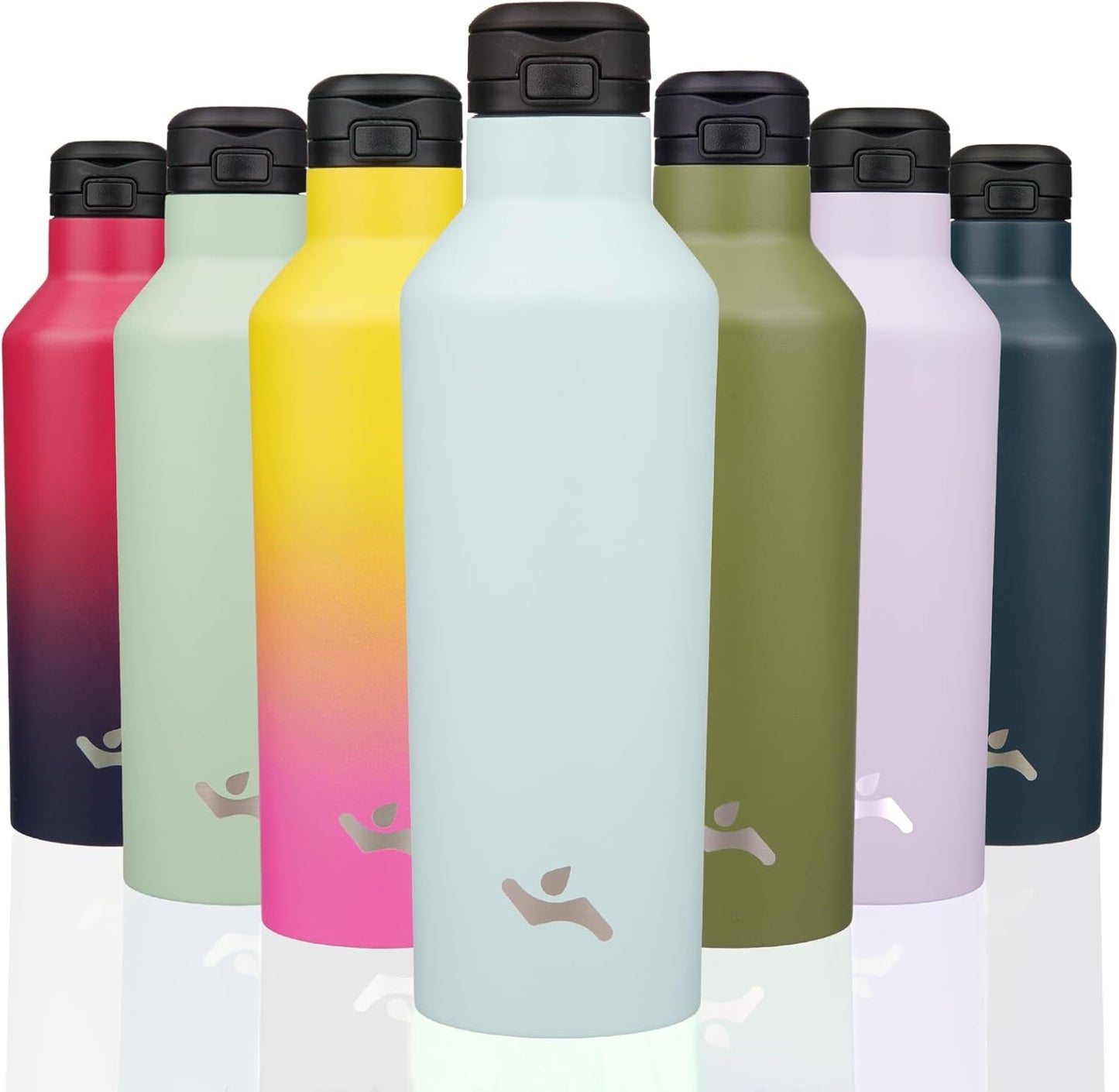 Konokyo Insulated Water Bottle with Straw,25 OZ Double Wall Vacuum Stainless Steel Water Flask with 2 Lids,Black