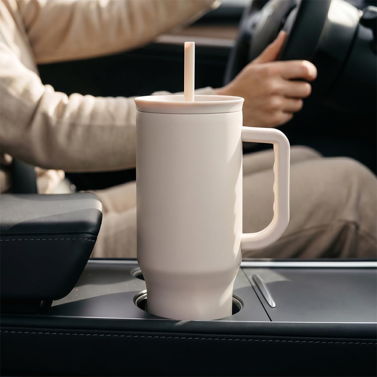 Floral Tumbler with Handle 40oz, Stainless Steel Insulated Tumblers Coffee Travel Mug Cup with Straw, Flower Coffee Cup Gifts for Women Girls, Gift for Her on Christmas Birthday Mothers Day