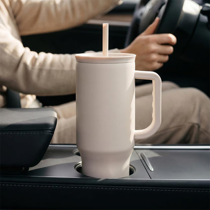 Floral Tumbler with Handle 40oz, Stainless Steel Insulated Tumblers Coffee Travel Mug Cup with Straw, Flower Coffee Cup Gifts for Women Girls, Gift for Her on Christmas Birthday Mothers Day