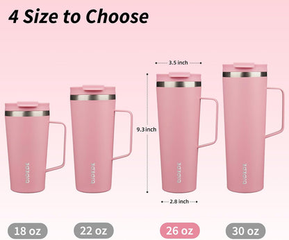 BJPKPK Insulated Tumbler with Handle, 18oz Insulated Tumblers with Lid and Straw, Stainless Steel Metal Water Bottles, Coffee Travel Mugs, Cups, Marshmallow