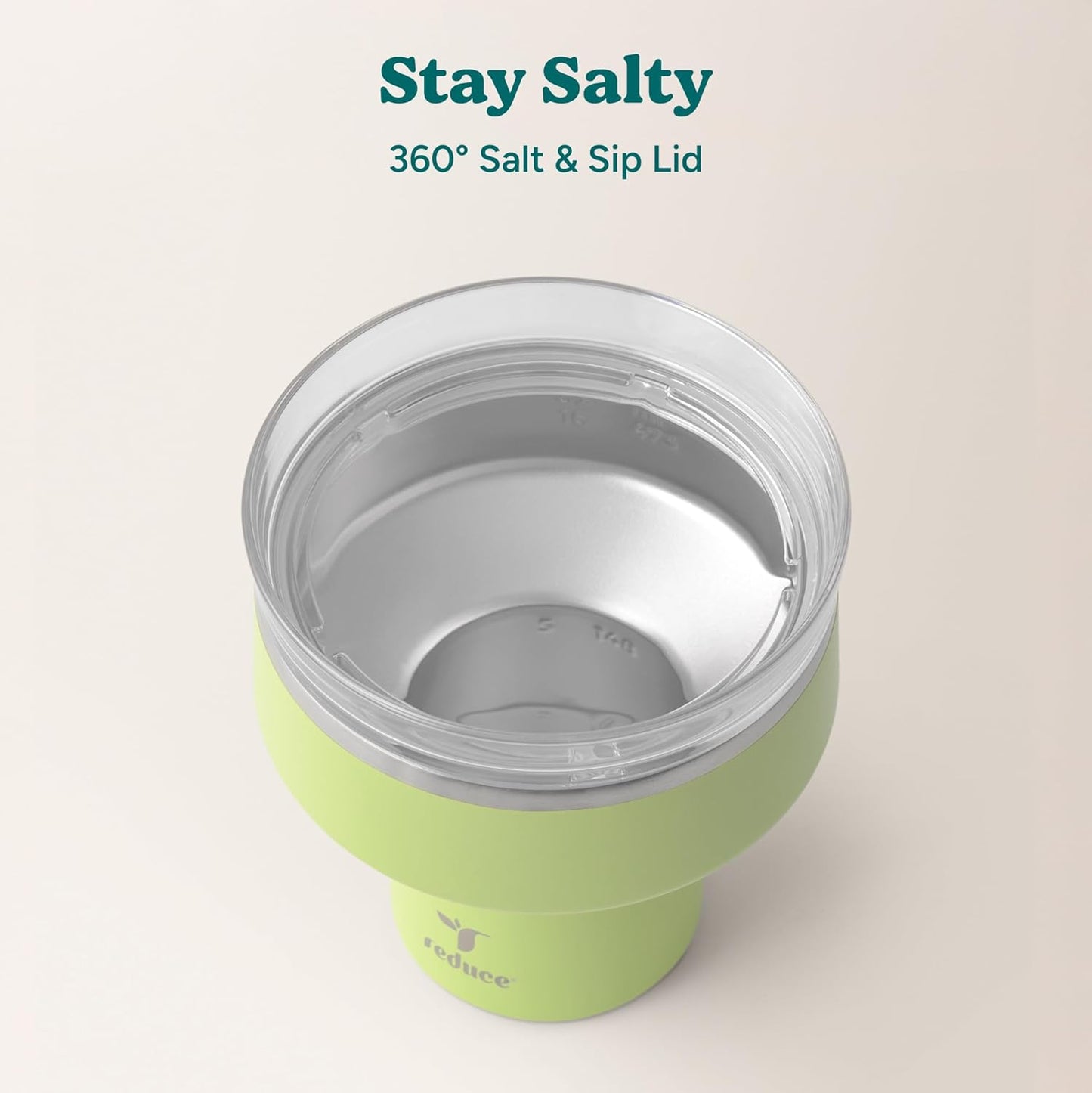 REDUCE Saltini 16 oz Cocktail Tumbler - Insulated Margarita Tumbler with Lid - Keeps Drinks Cold for 10 Hours - 360 Sippable Martini Glass Alternative - Shatterproof, Perfect for Parties - Cloud Blue