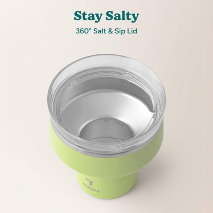 REDUCE Saltini 16 oz Cocktail Tumbler - Insulated Margarita Tumbler with Lid - Keeps Drinks Cold for 10 Hours - 360 Sippable Martini Glass Alternative - Shatterproof, Perfect for Parties - Cloud Blue
