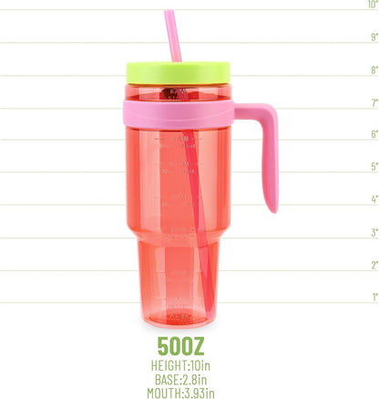 50 oz Tritan Plastic Tumbler with Lid and Straw | Leak-Proof BPA-Free Clear Tumbler with Time Marker | Reusable Travel Mug for Camping, Sports, Office, Road Trips, Parties | Wide Mouth