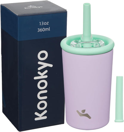 Konokyo 25oz Insulated Tumbler with Lid and Straw, Reusable Iced Coffee Cup with Lid, Travel Coffee Mug, BPA-Free, Leak-Proof and Durable, Oasis