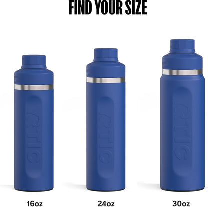 RTIC 24oz Refuel Water Bottle with Workout Protein Shaker, Insulated, Stainless Steel, Metal, Double Wall Vacuum-Insulation, Ceramic Lined, Leak-Proof Chug Lid, Tumbler, Black