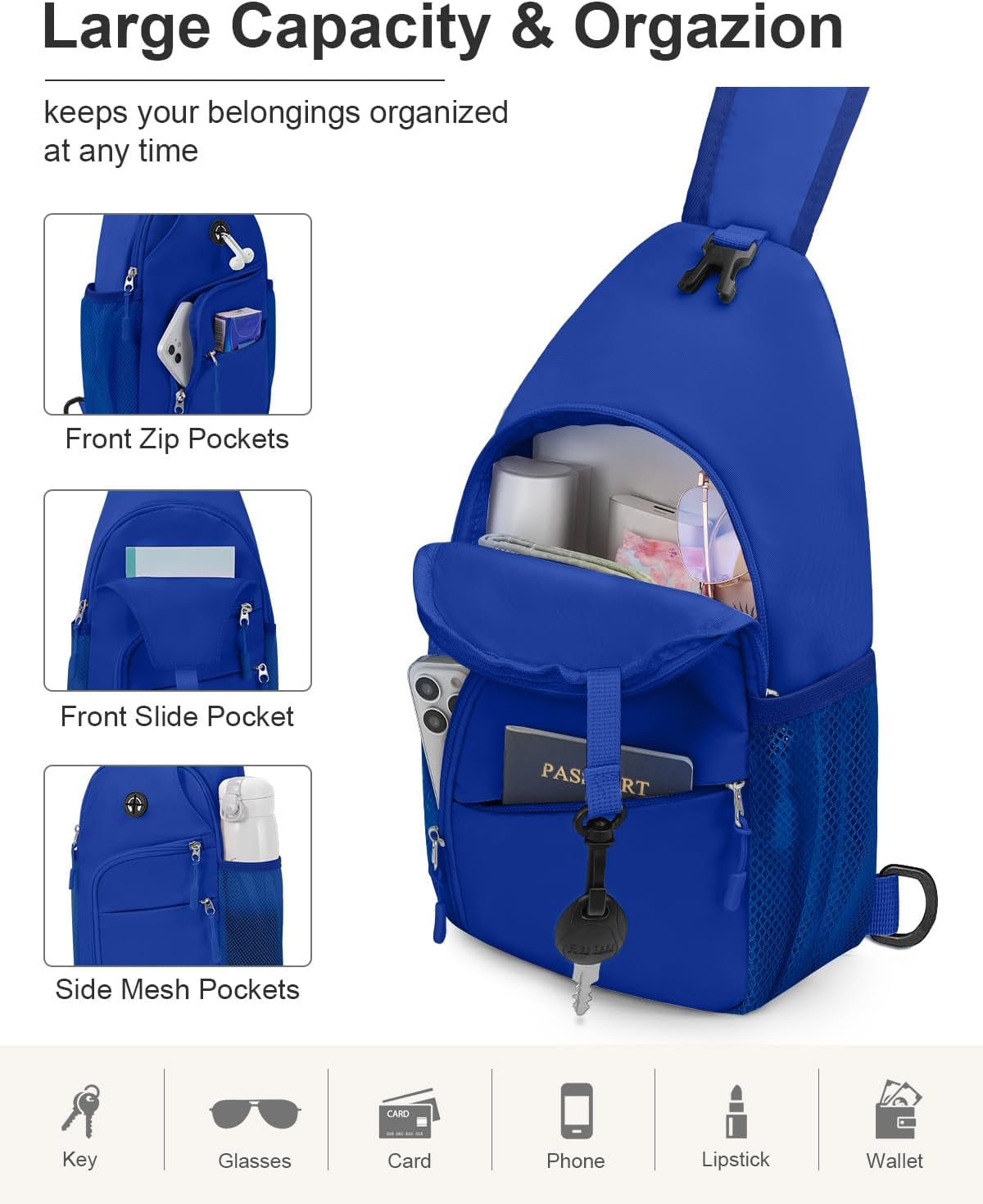 Pritent Crossbody Bags for Women Men Trendy Sling Bag Backpack Casual Chest Bag with Convertible Shoulder Strap