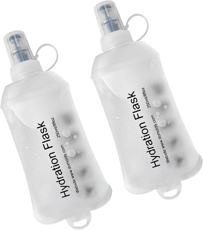 WILDREEDS 500ml Soft Flask, TPU Collapsible Soft Water Bottle for Hydration Pack, Running Vest, Folding Water Bottle for Hiking Cycling Climbing-1Pcs, White