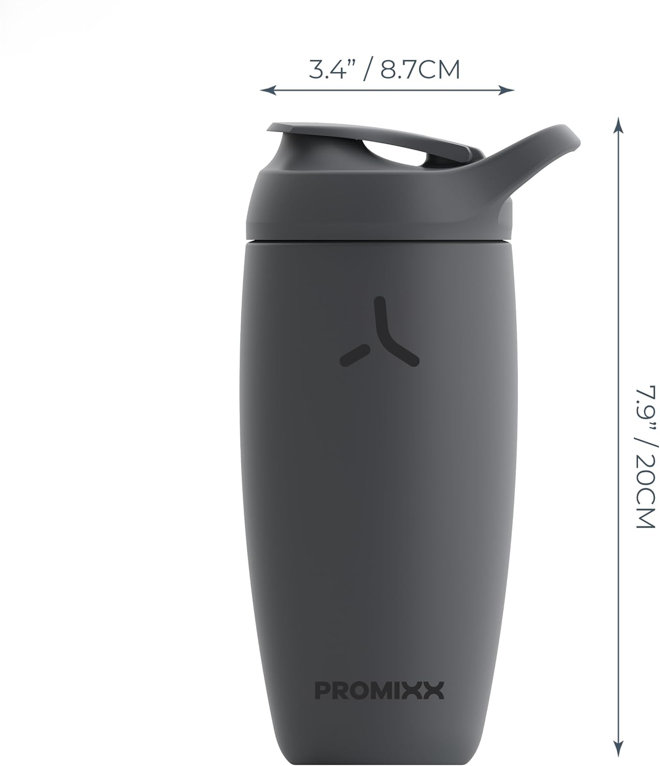 Promixx Pursuit Shaker Bottle - Insulated Stainless Steel Water Bottle and Shaker Cup - 18oz - Midnight Blue