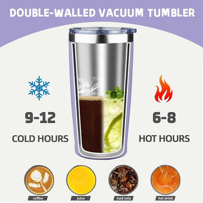 20 oz Tumbler with Lids and Straws, Stainless Steel Insulated Coffee Tumbler, Double Wall Vacuum Insulated Travel Mug Cup, Leakproof Thermal Coffee Cup for Hot and Cold Drinks (azure blue)