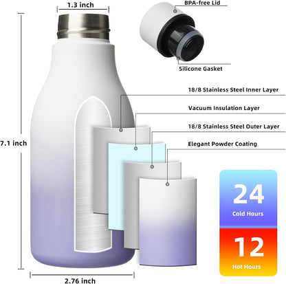 BJPKPK Insulated Water Bottles, 18 oz Stainless Steel Metal Water Bottle with Strap, BPA Free Leak Proof Jugs, Mugs, Flasks, Reusable Thermal Flasks for Sports & Travel, Black - Colors B