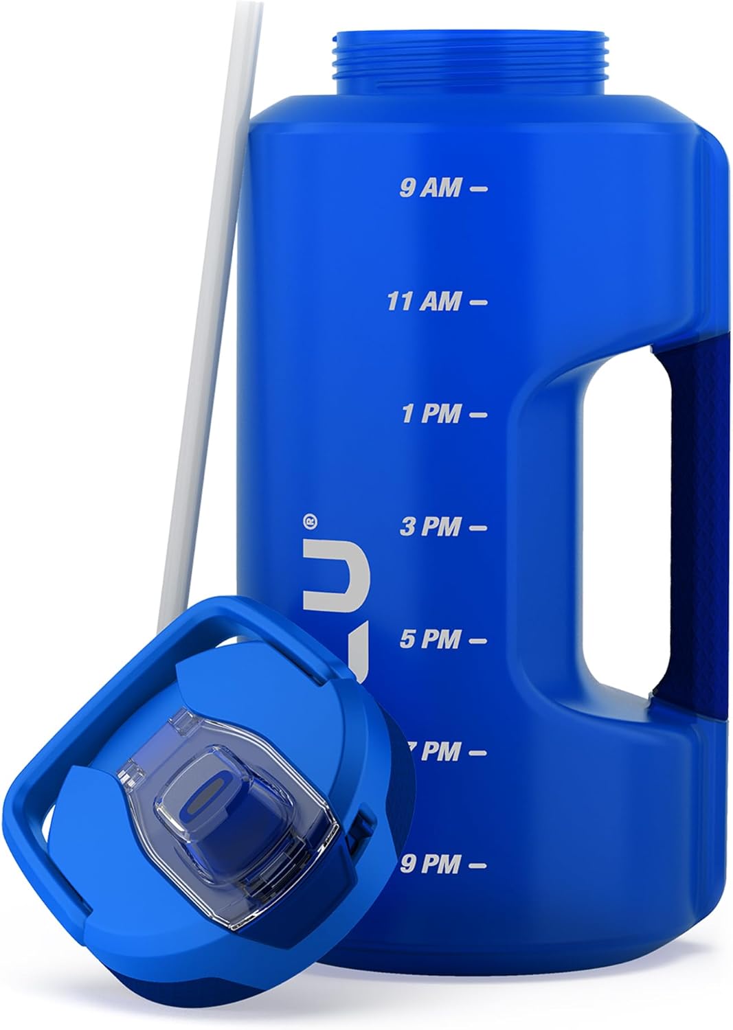 ZULU Goals 64oz Half Gallon Plastic Water Bottle with Straw and Time Marker | Large Reusable Jug with Handle and Leak Proof Lid for All Day Hydration, Gym and Outdoors, Gift Ready, Violet