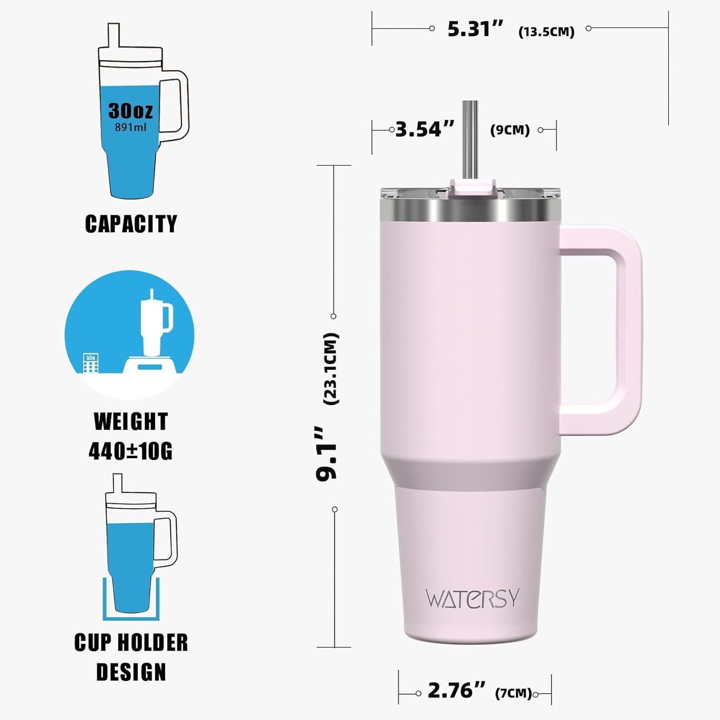 40 oz Tumbler with Handle,Tumbler with Lid and Straw,Double Wall Insulated Cup Stainless Steel Travel Mug(Cold for 34 Hours),Water Bottle for Iced Tea,Coffee,Cold Beverages(Purple)