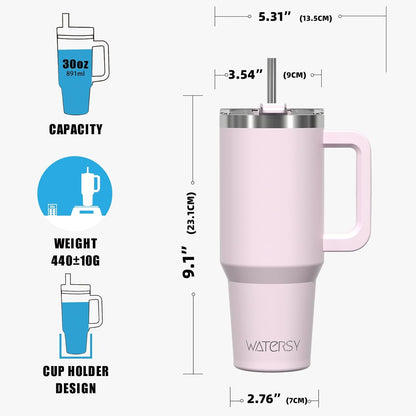 40 oz Tumbler with Handle,Tumbler with Lid and Straw,Double Wall Insulated Cup Stainless Steel Travel Mug(Cold for 34 Hours),Water Bottle for Iced Tea,Coffee,Cold Beverages(Purple)