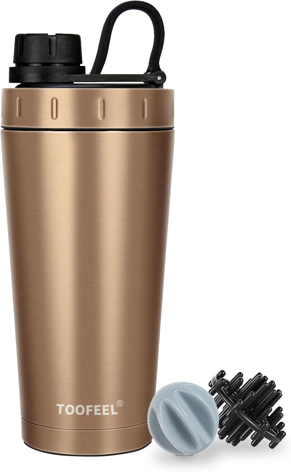 TOOFEEL Protein Shaker Bottle 20 oz - Double Walled Insulated Vacuum Cup for Protein Shakes, Keeps Cold/Hot, Metal Stainless Steel, Preworkout Gym