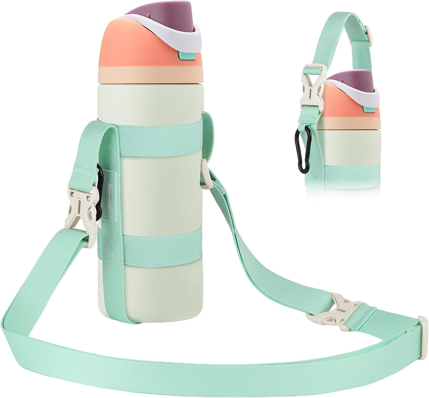 EasyAcc Water Bottle Holder Strap Sling, for Owala FreeSip 24 32 40 oz, Hydro Flask, Cirkul, Yeti, Stanley Flip, Universal Water Bottles, with Carabiner, for Walking Curise Travel (Bottle Excluded)