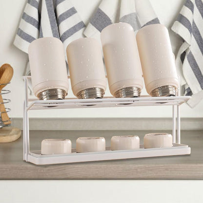 Water Bottle Drying Rack Cup Storage with Drain Tray Mug Organizer for Kitchen - 2 Tiers (Black)