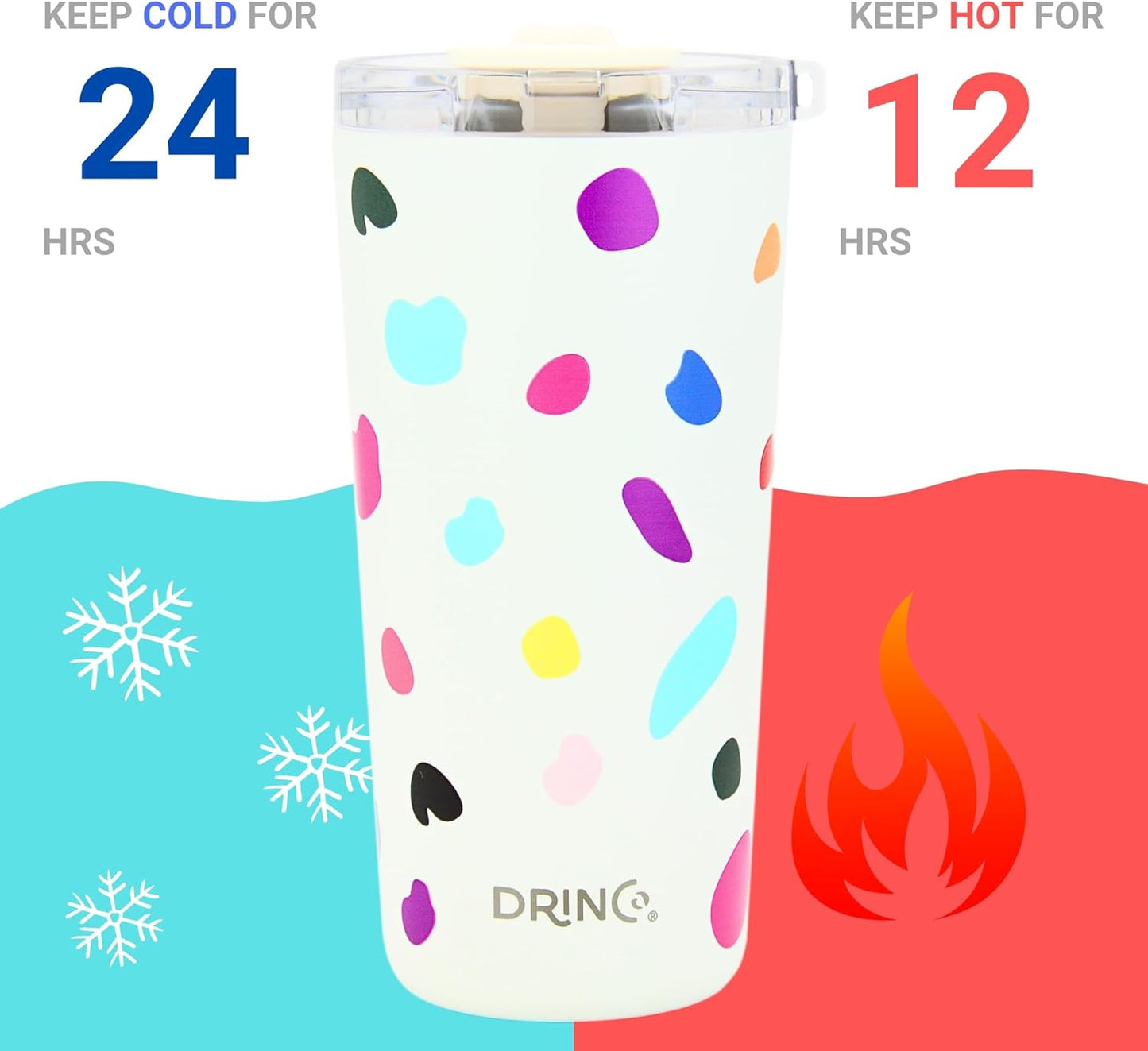 Drinco - 20 oz Stainless Steel Tumbler | Double Walled Vacuum Insulated Mug With Lid, 2 Straws, For Hot & Cold Drinks (20oz Dragonfly)